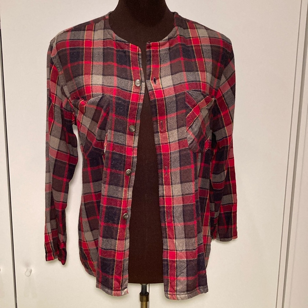 North Trail plaid wool blend Button-Up shirt jacket M